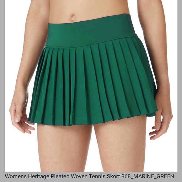 NWT FILA Women's Heritage Pleated Tennis Skirt Marine Green Small - Picture 2 of 14